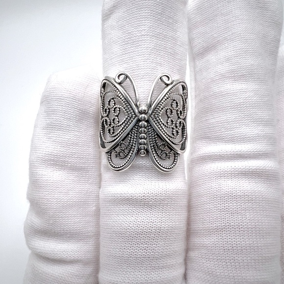 .925 Sterling Silver Filigree Butterfly Ring - Picture 15 of 16